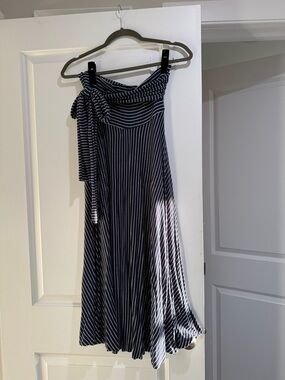 Elan Striped Navy Blue Tie-Waist Women’s Dress or Maxi Skirt. Can be worn either